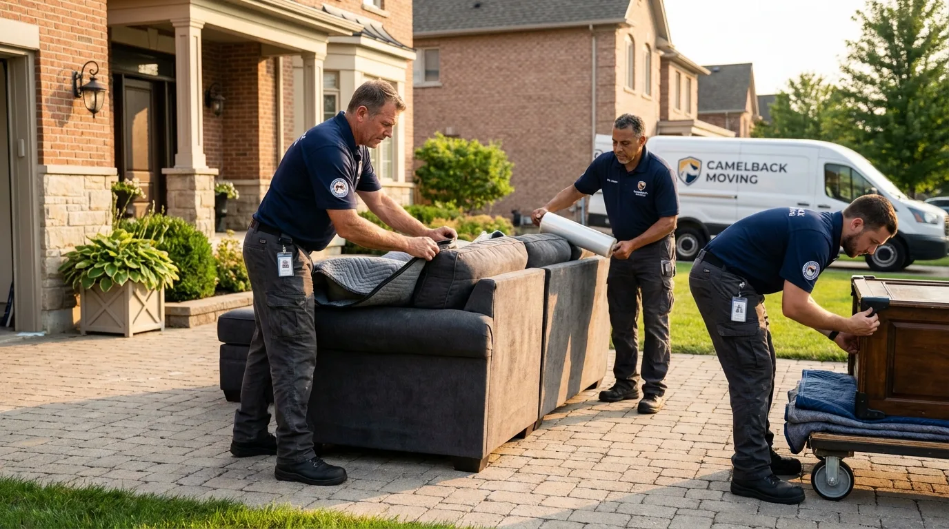 Large estate moving crew wrapping furniture in Bangs, TX